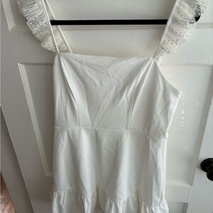Crystal doll white Ruffled Sleeveless Dress